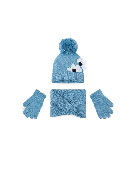 Mayoral Súprava čiapka tunelový šál a rukavice modrá
