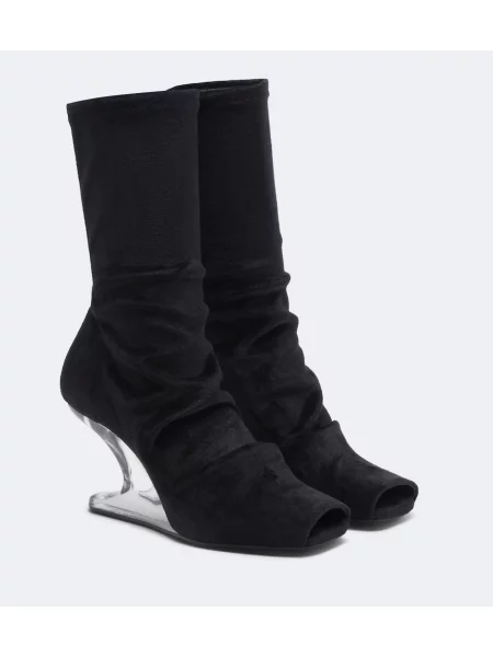 Cizme scurte Rick Owens de catifea negru