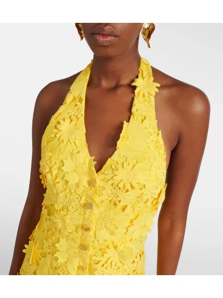 Rochie maxi Leo Lin din dantelă de costum galben
