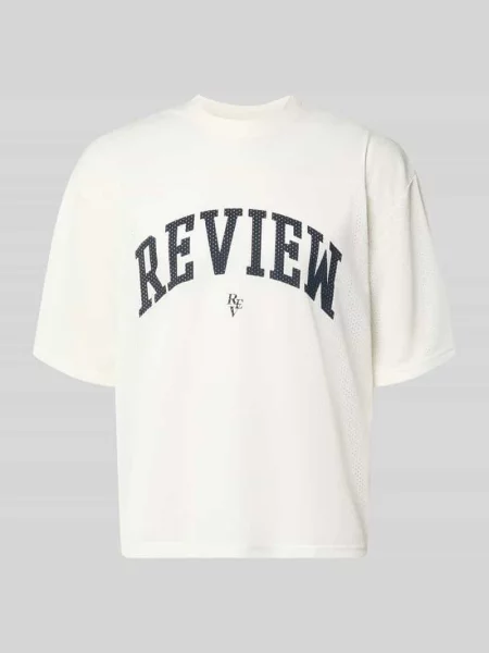 T-shirt z siateczki z nadrukiem z logo Review biała