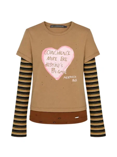Tricou Andersson Bell cu motiv cu inimi maro