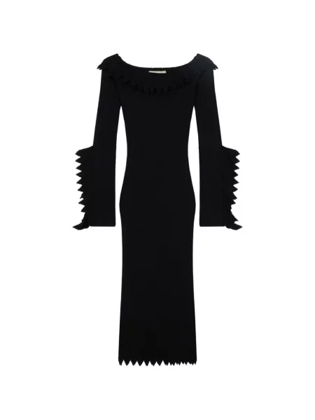 Rochie midi Blumarine cu volane cu umerii deschiși negru