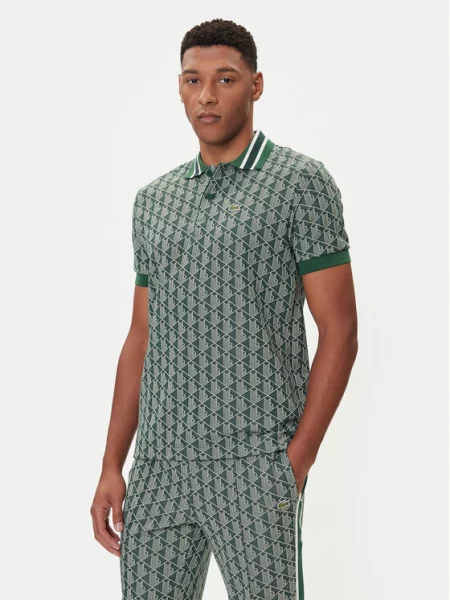 Polo Lacoste Bord-cotes z krótkim rękawem ciemnozielony M zielona