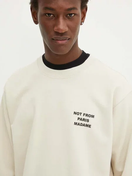 Bombažen pulover Drôle de Monsieur Le Sweatshirt Slogan bež