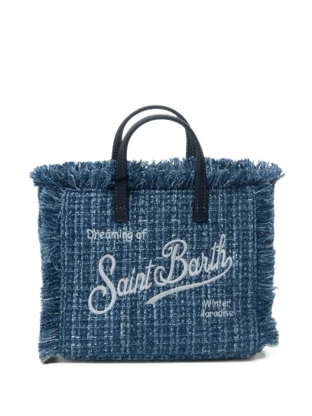 Geantă shopper Mc2 Saint Barth din tweed albastru