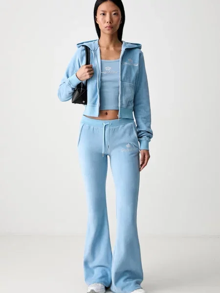 Sporty & Rich x Juicy Couture παντελόνι επίσημο βελούρ γυναικείο μπλε