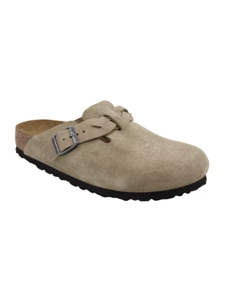 Klapki Birkenstock plecione zamszowe brązowe