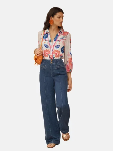 Love & roses Bluză / albastru / portocaliu somon bej