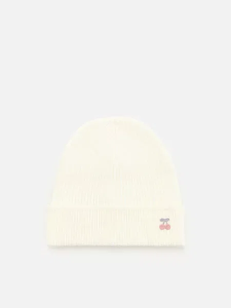 Reserved Bordázott viszkózkeverék beanie sapka krémszínű