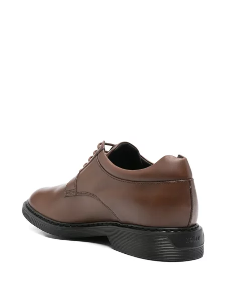 Pantofi derby Hogan din piele cu autograf maro