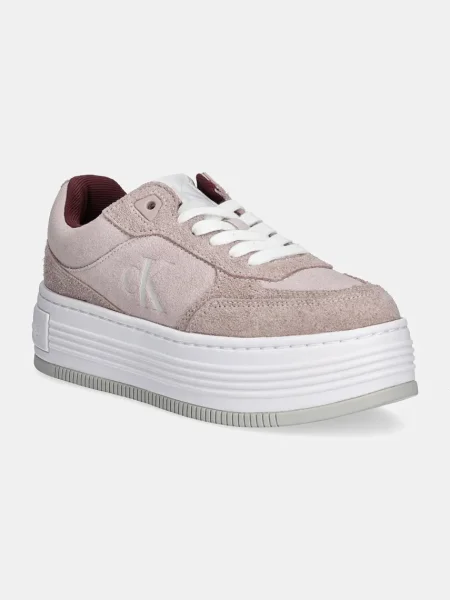 Calvin Klein Jeans Superge iz semiša BOLD PLATF LACEUP LOW MG SUEDE roza
