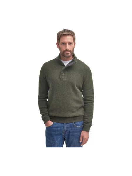 Sweter z golfem Barbour wełniany zielony