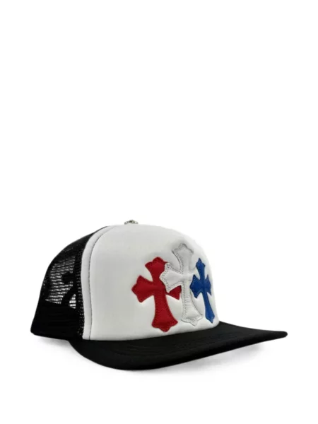 Кожена шапка с козирки Chrome Hearts със сърца бяло