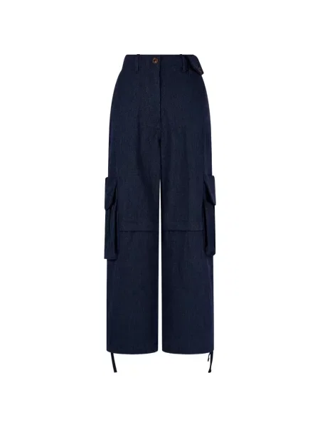 Pantaloni cargo Tomboy cu cordon albastru
