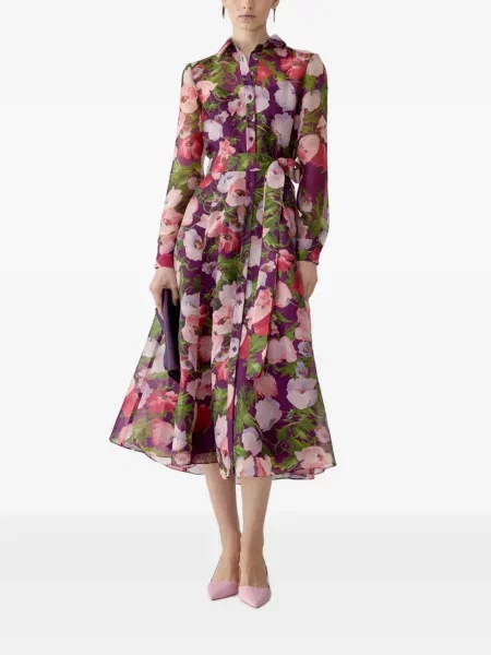 Rochie midi Carolina Herrera cu imagine violet