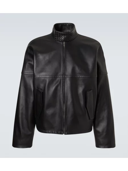 Geanta de piele Bottega Veneta negru