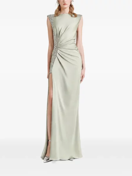 Rochie maxi Gemy Maalouf cu volane verde