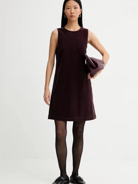 Marc O'Polo sukienka welurowa mini rozkloszowana czerwony