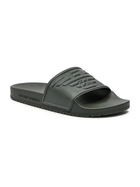 Klapki mules Emporio Armani z logo zielone