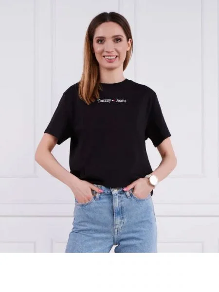 Tommy Jeans Póló SERIF LINEAR fekete