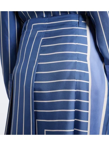 Fustă midi Tod's de mătase cu dungi albastru