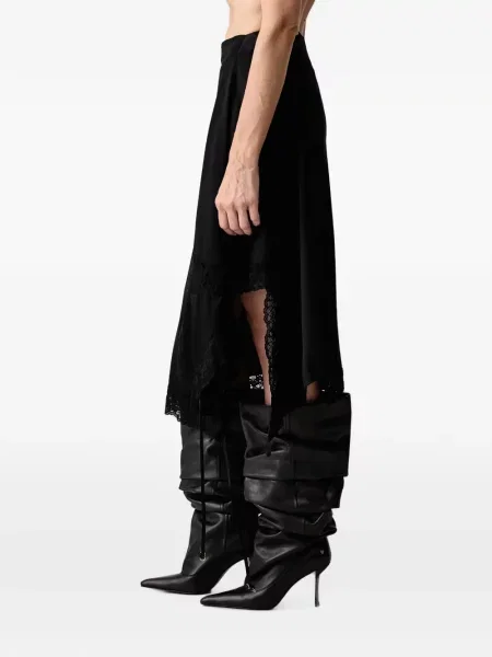 Асиметрична миди пола Vetements с дантела черно