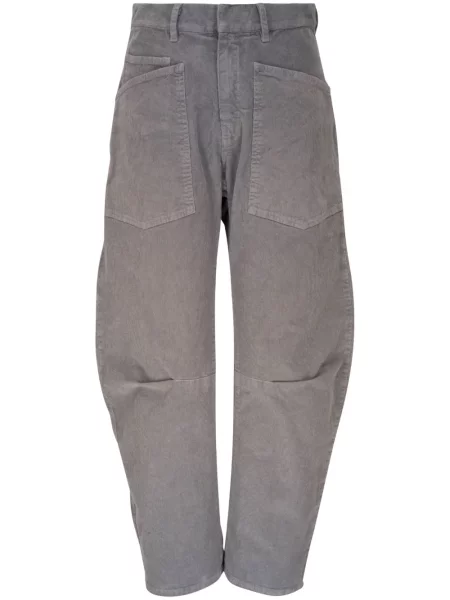 Pantaloni Nili Lotan de catifea cord gri