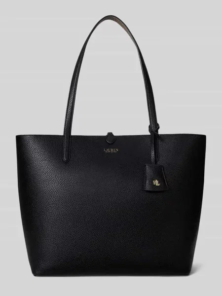Torba shopper z materiału skóropodobnego Lauren Ralph Lauren czarna