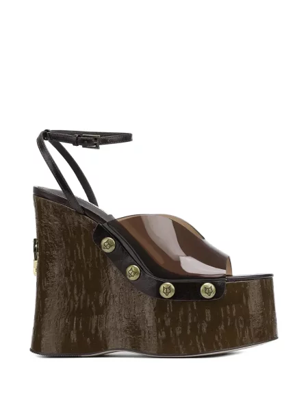 Zkrácené sandály Naked Wolfe s tygřím vzorem na ramínka hnědé