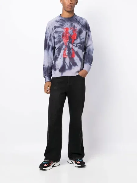 Raštuotas tie-dye kaklaraištis Stain Shade mėlyna