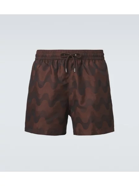 Slip de baie Frescobol Carioca cu imagine din jacard maro