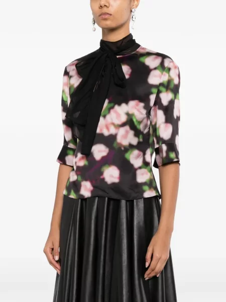 Bluză Patrick Mcdowell cu funde cu model floral negru