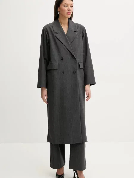IRO palton din lana femei de tranzitie cu doua randuri de gri