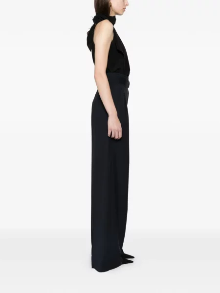 Pantaloni Max Mara cu talie înaltă albastru