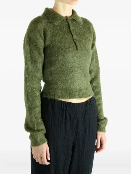 Tricou polo Auralee tricotate verde