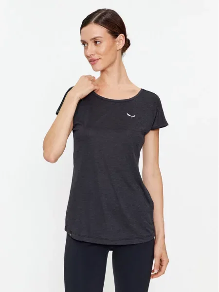 Футболка трекінгова Salewa Puez Melange Dry black out melange чорна