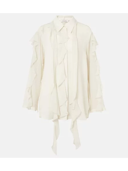 Cămașă Dorothee Schumacher de mătase cu volane alb