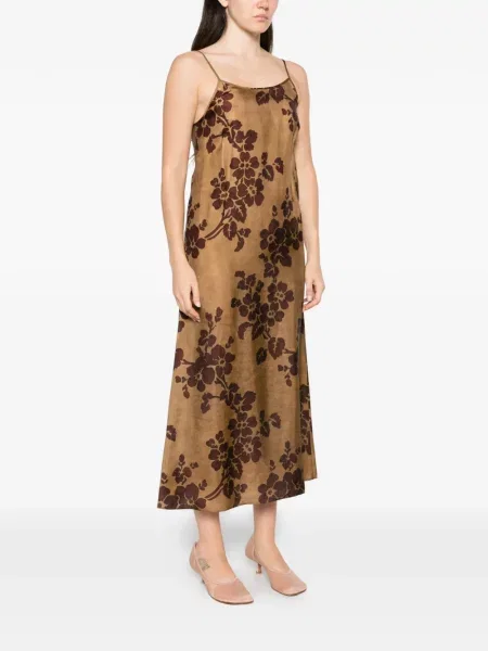 Rochie midi Uma Wang cu model floral cu imagine maro