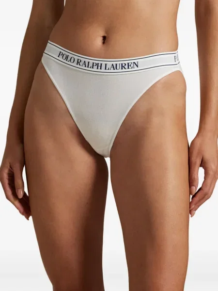 Chiloți tanga Polo Ralph Lauren cu autograf tricotate mini alb