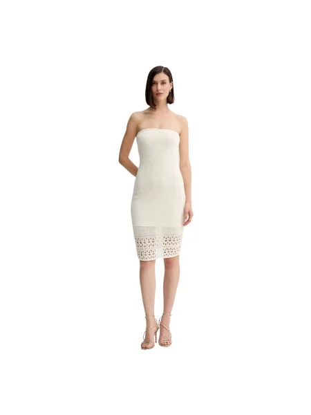Guess sukienka LEAH mini dopasowana beżowy