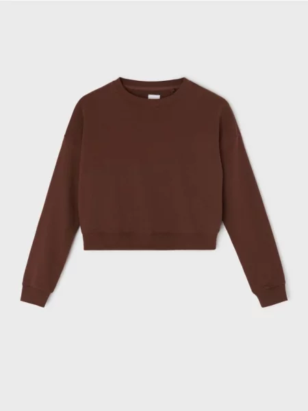 Свитшот Sinsay с круглым вырезом коричневый