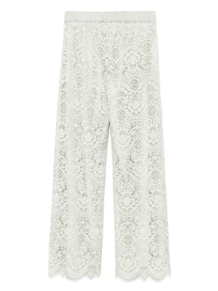 Pantaloni D.exterior cu model floral din dantelă verde