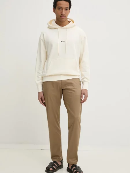 MSGM bluza z kapturem gładka beżowy