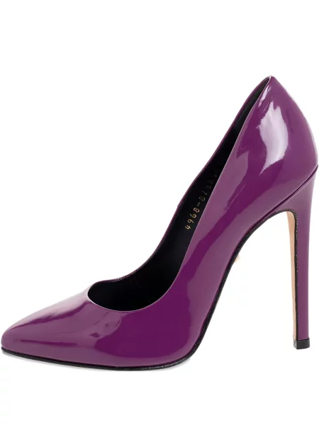 Pantofi cu toc Gina din piele de lac violet