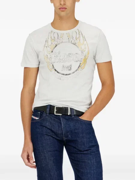 Tricou Diesel cu imagine din jerseu alb