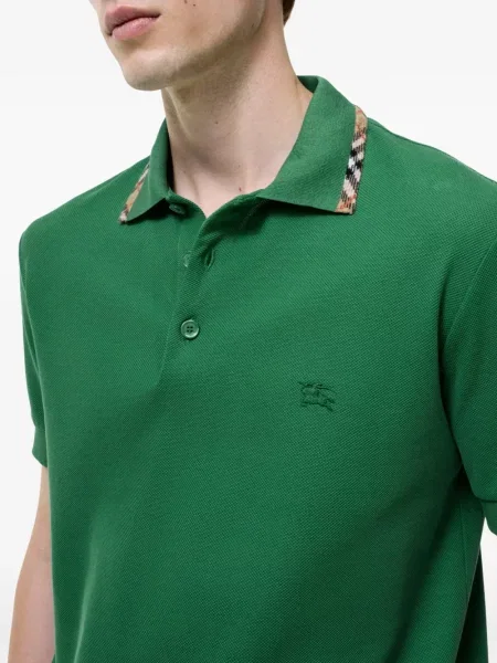Tricou polo Burberry în carouri verde