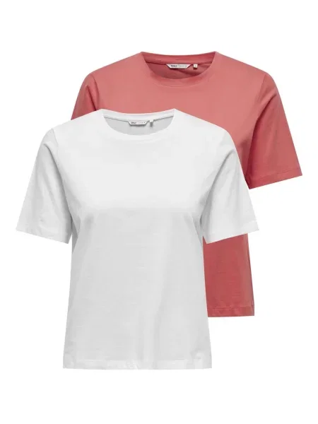 ONLY Tričko pink bílá