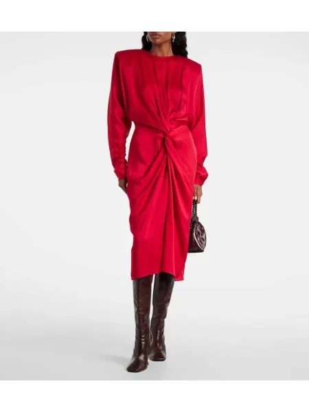 Rochie midi Stella Mccartney din satin până la genunchi de costum roșu