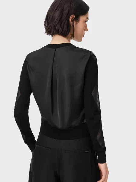 Шерстяной кардиган Allsaints с принтом черный