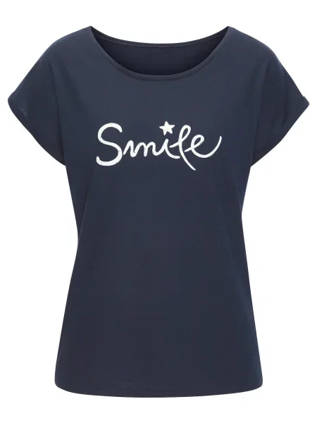 BEACH TIME Tricou bleumarin alb